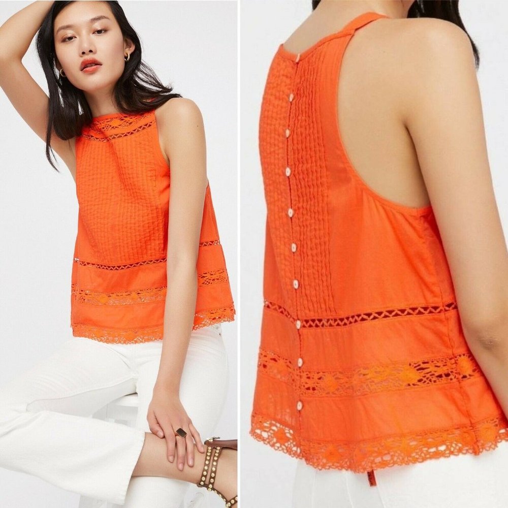 Free People Constant Crush Button Back Tank Size M - Picture 1 of 7